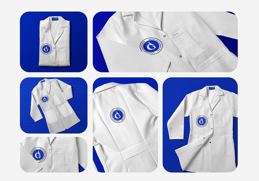 Govalkar Laboratory lab coat uniform collage mockup