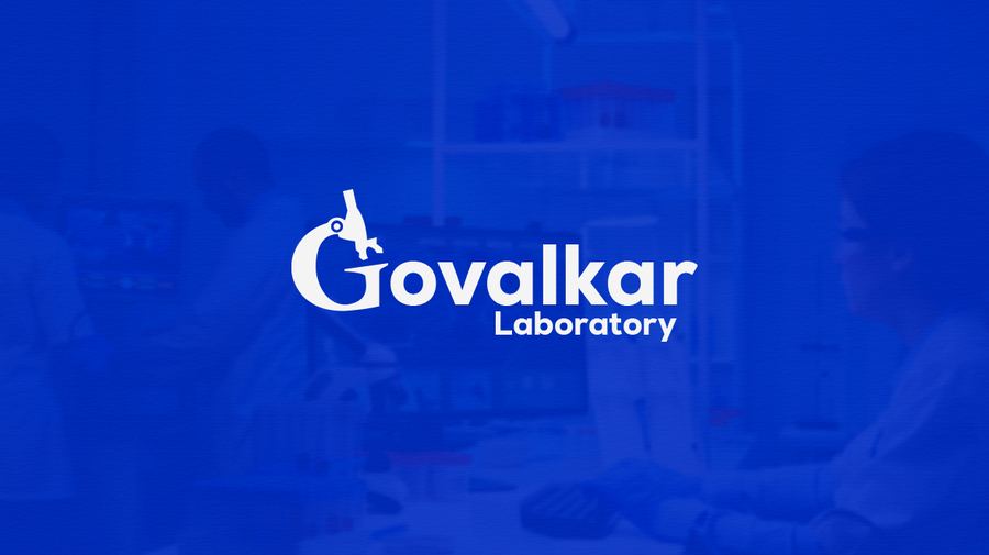 Govalkar Laboratory logo over lab photo